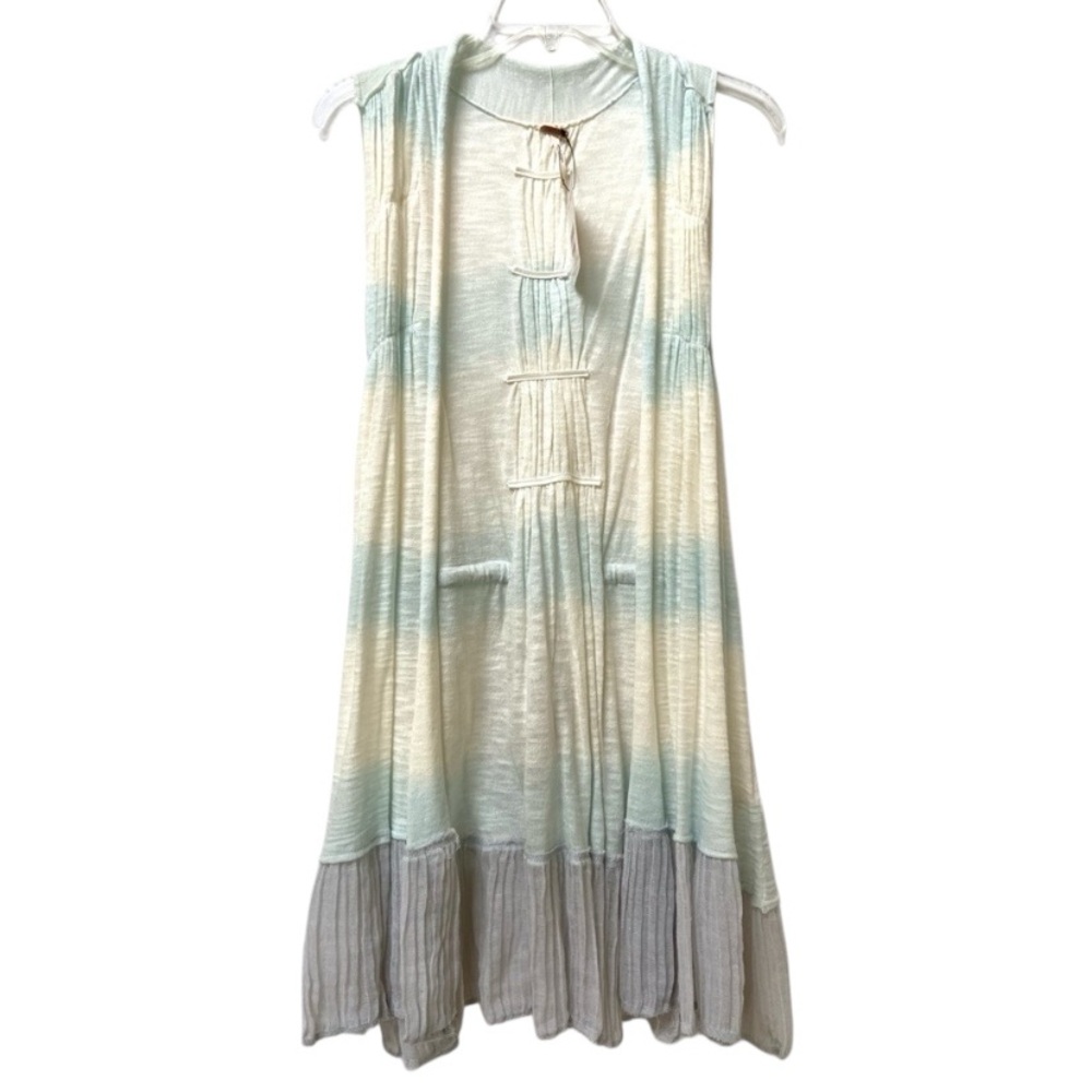 Free People Boho Belle Longline Tunic Vest In “Ice Combo” Colors NWT, Size S